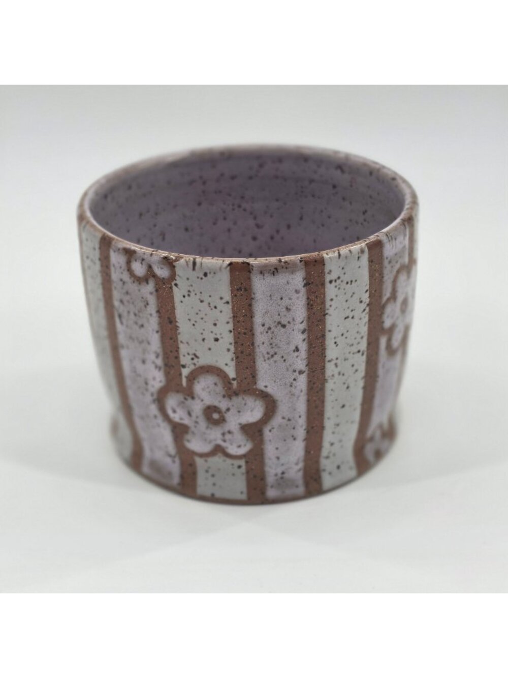 Pottery Flower and Stripes Ceramic Planter